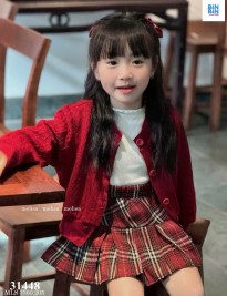 Set váy cardigan 3 chi tiết CR Đỏ