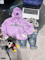 Áo Hoodie Tay phối sơmi- Tím