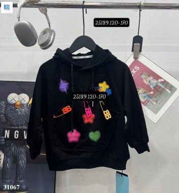 Áo Hoodie sao đính- Đen