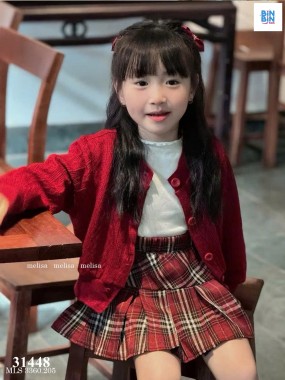 Set váy cardigan 3 chi tiết CR Đỏ